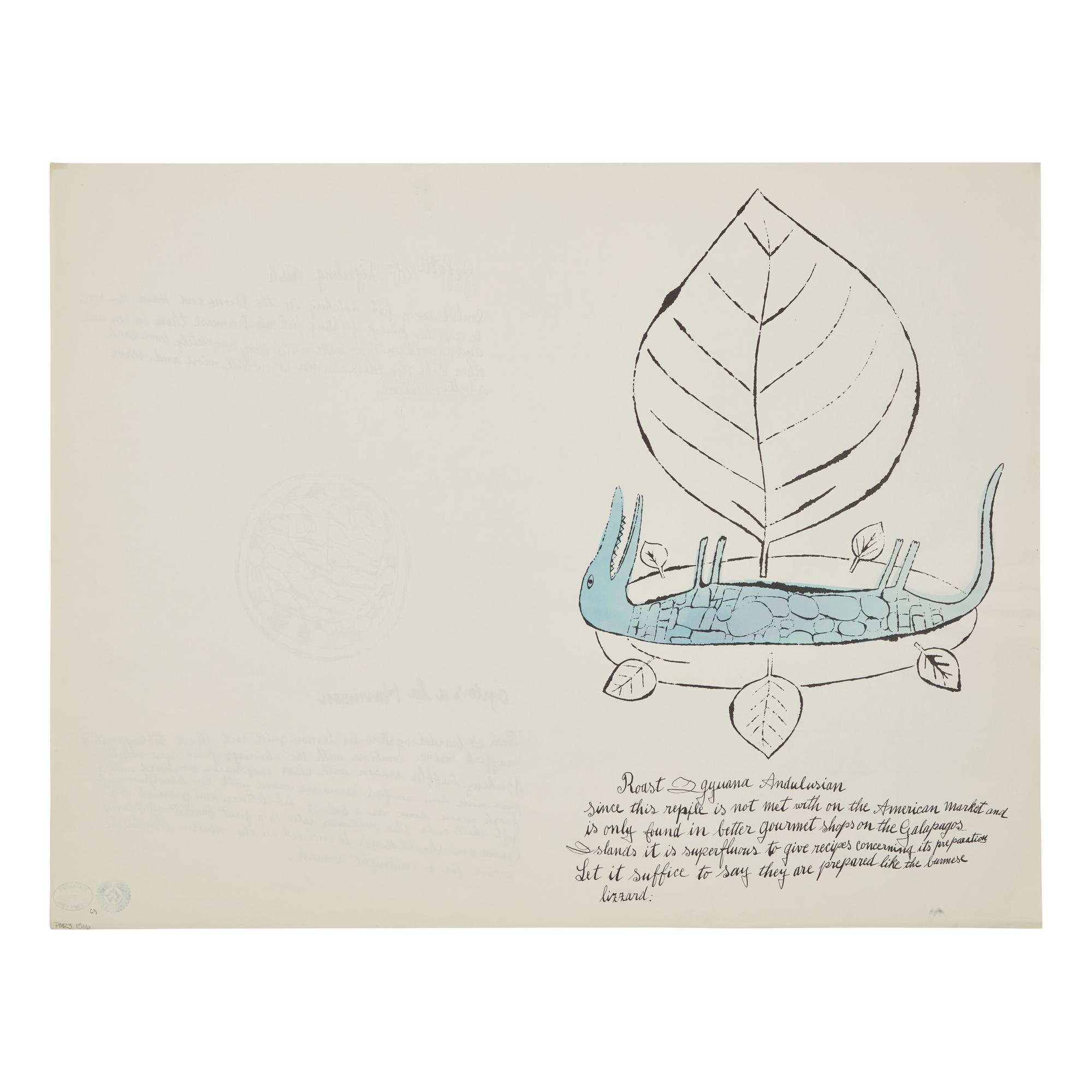 Andy Warhol (American, 1928-1987) — Roast Iguana (from Wild Raspberries ), 1959