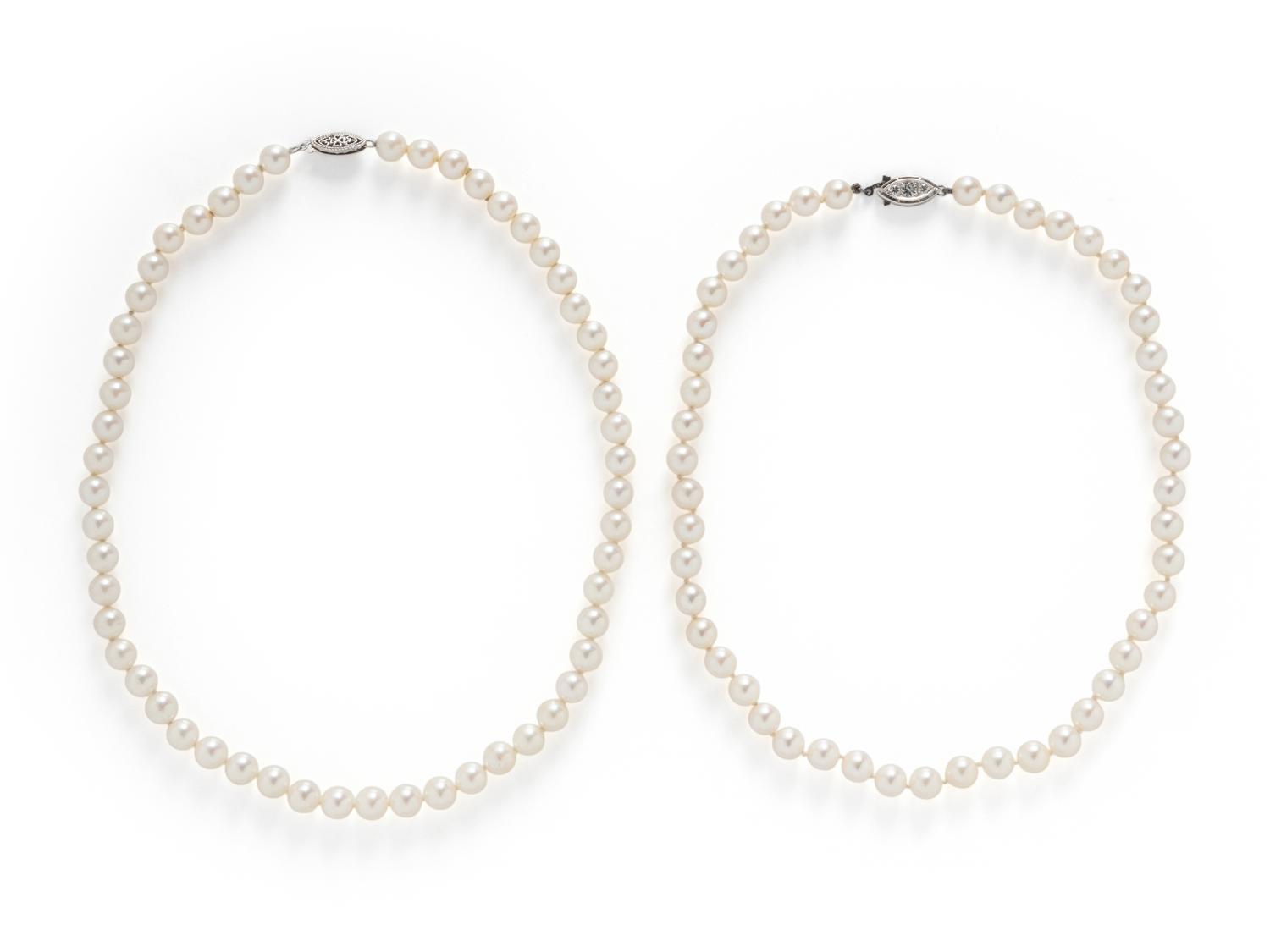 TWO CULTURED PEARL NECKLACES