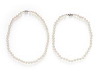 TWO CULTURED PEARL NECKLACES