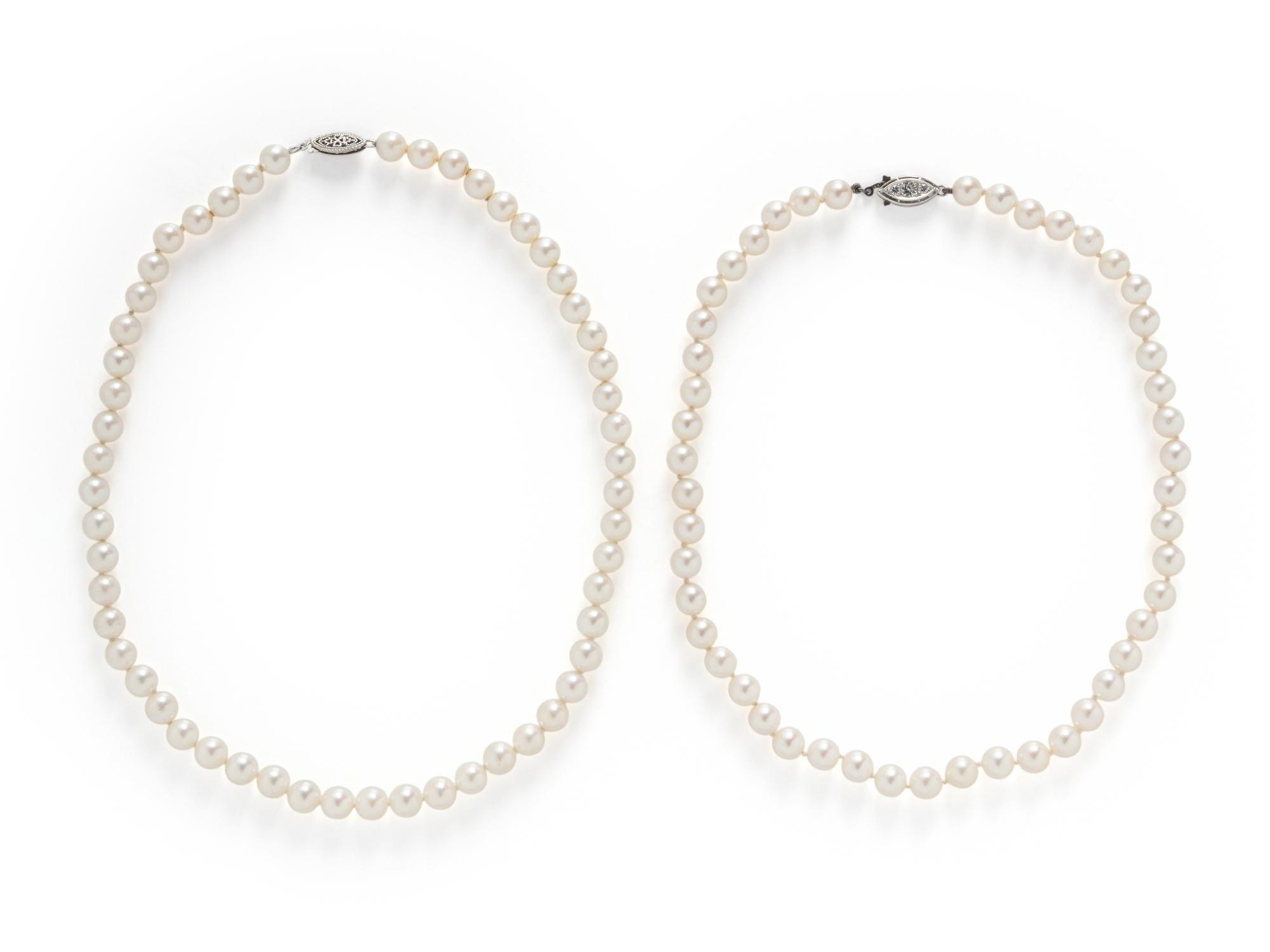 TWO CULTURED PEARL NECKLACES