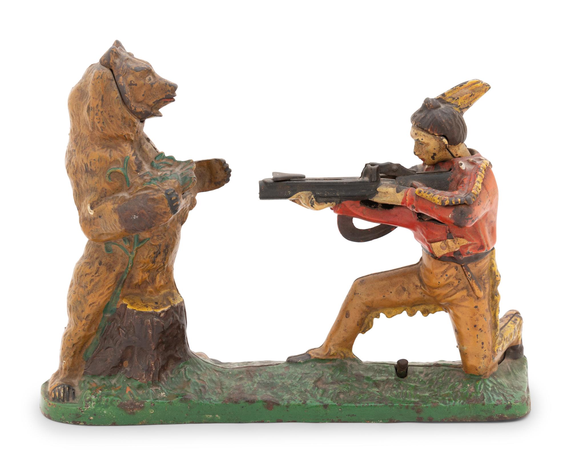 A J. & E. Stevens Indian and the Bear Mechanical Bank