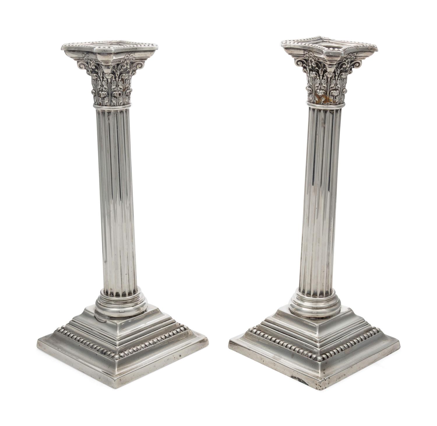 A Pair of American Silver Candlesticks