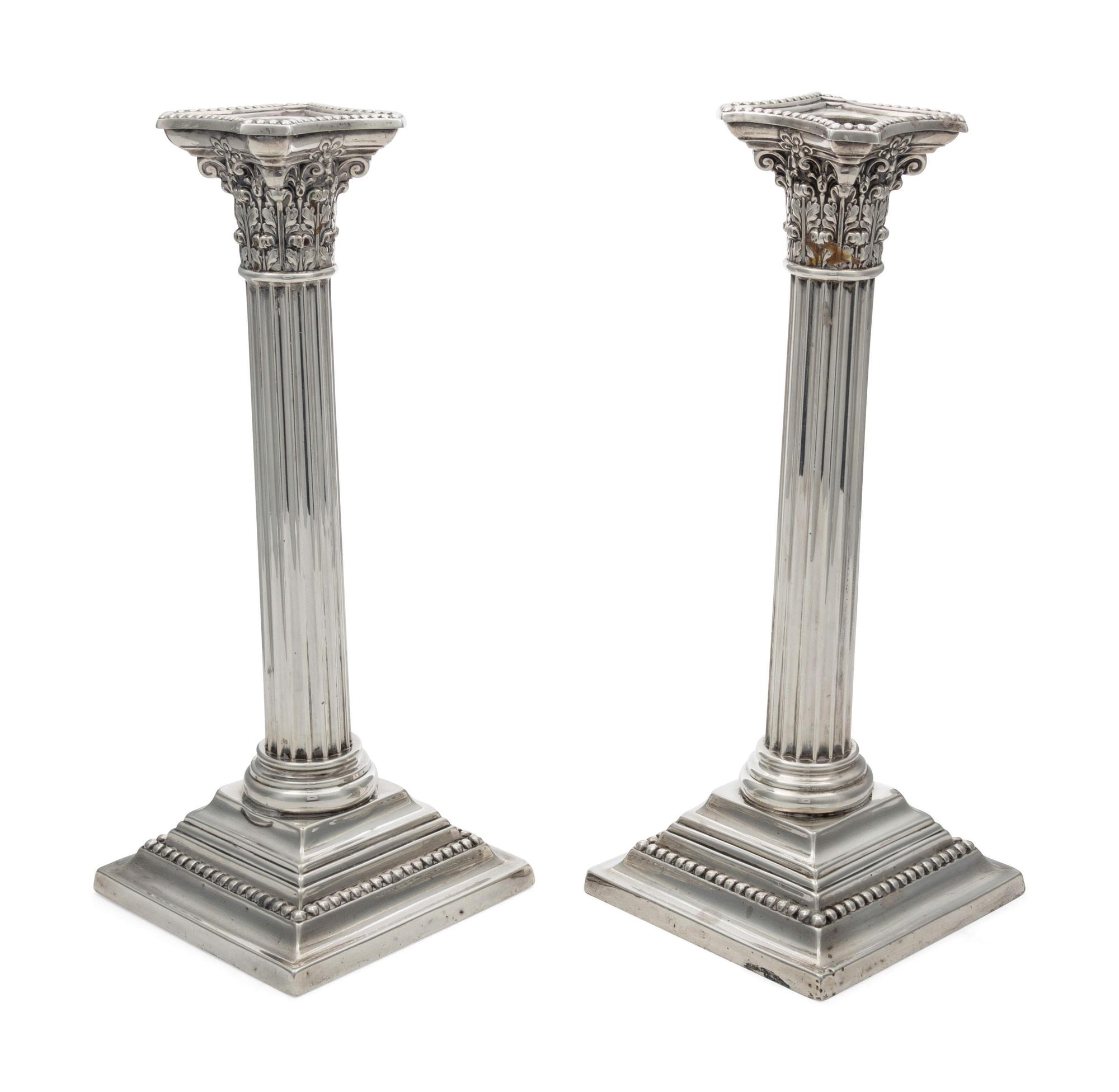 A Pair of American Silver Candlesticks