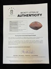 A Football Hall of Fame Legendary Running Backs Signed Autograph Football Featuring Walter Payton, Jim Brown and Gale Sayers (Beckett Authentication Services Letter)