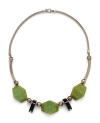 ART DECO, CHROME-PLATED BRASS AND GALALITH NECKLACE
