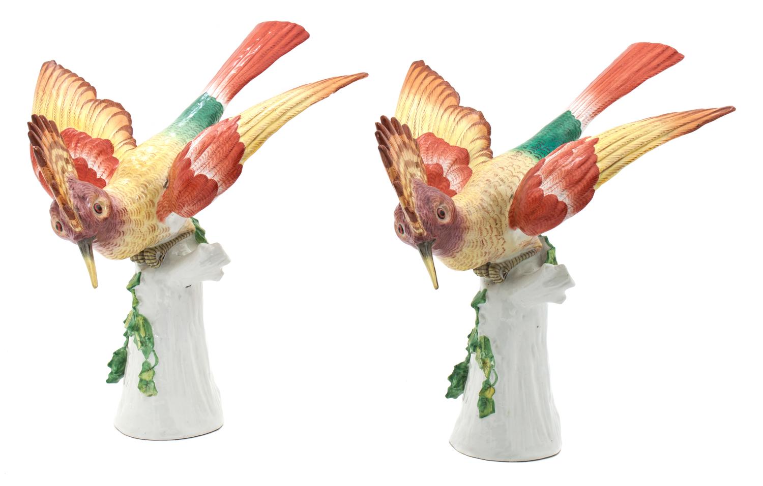 A Pair of Painted Porcelain Figures Height of taller 11 inches. — PORCELAINE DE PARIS