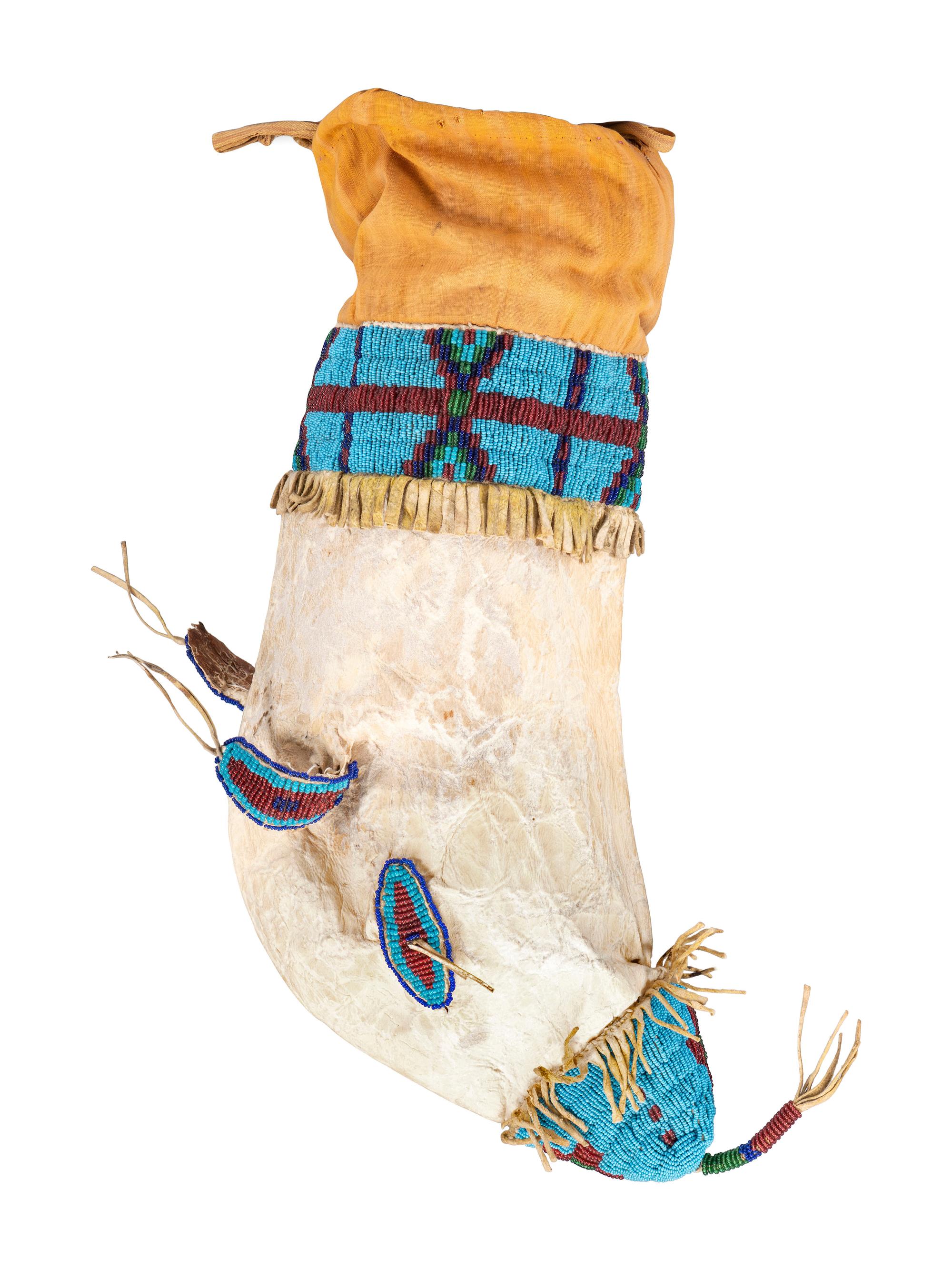 Sioux Beaded Hide Calf Head Bag