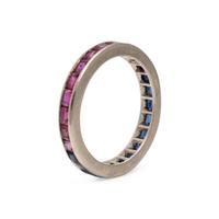 Ruby, Sapphire, and White Gold Eternity Band