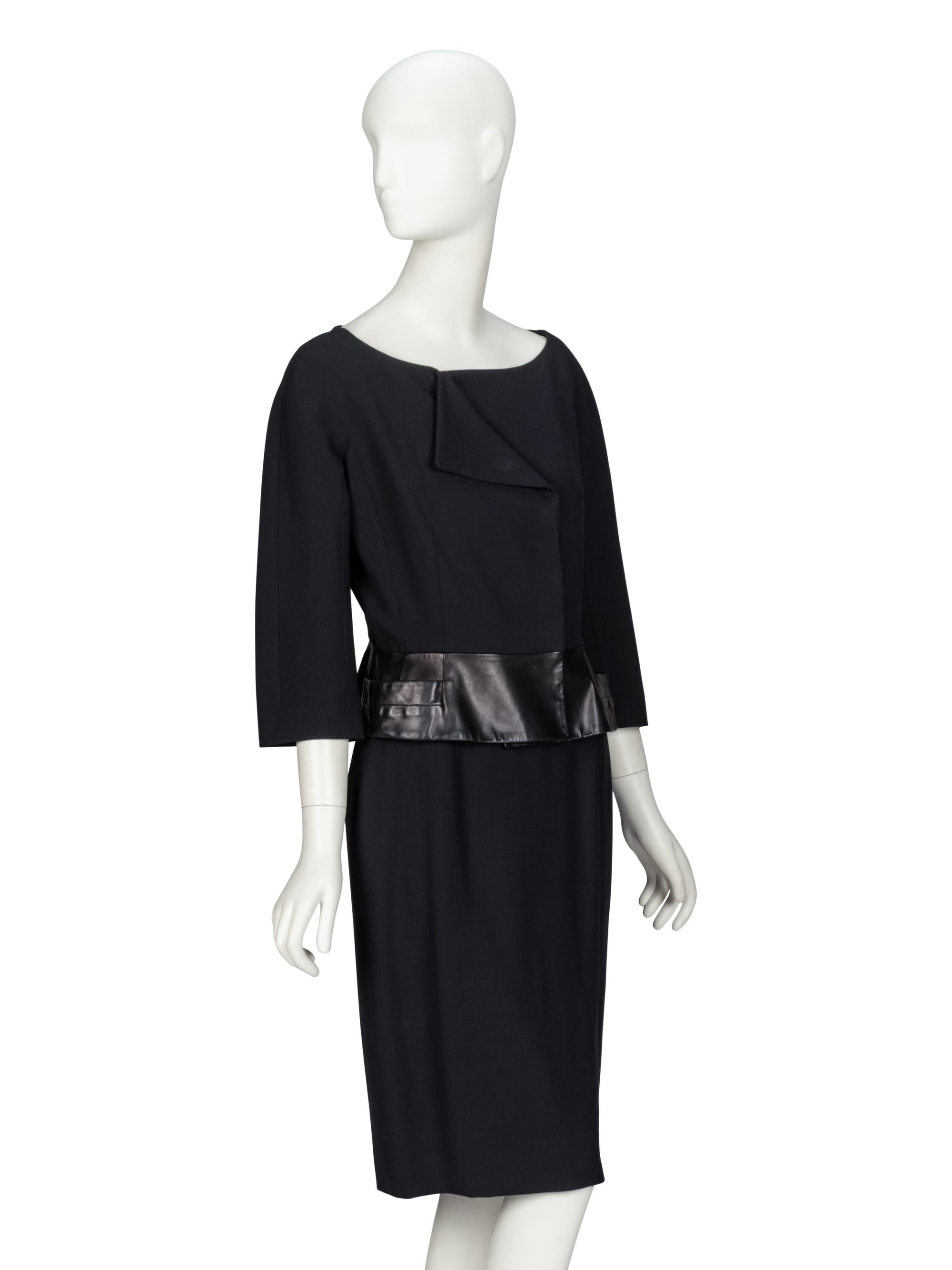 Christian Dior, Leather-Trim Skirt Suit