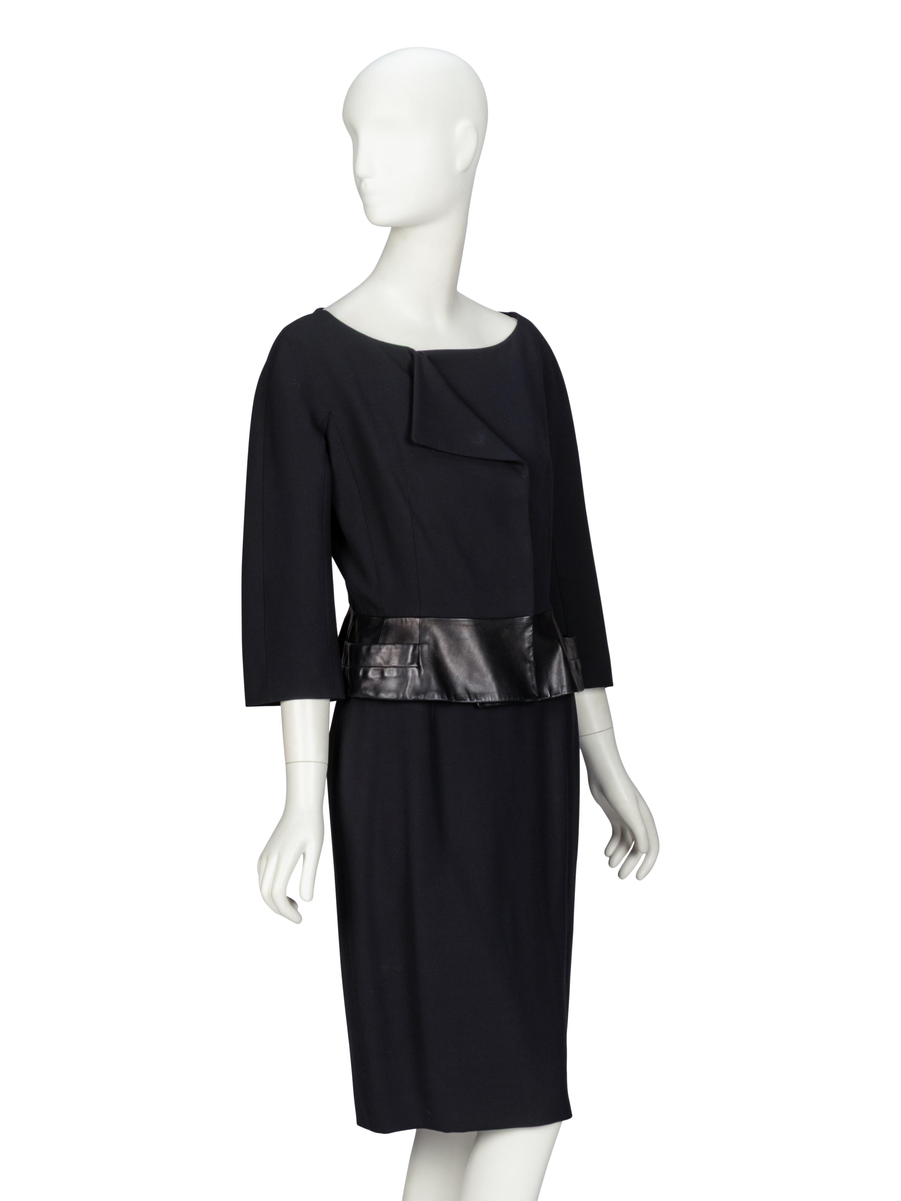 Christian Dior, Leather-Trim Skirt Suit