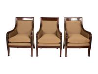 A Set of Three Russian Empire Style Mahogany Armchairs
