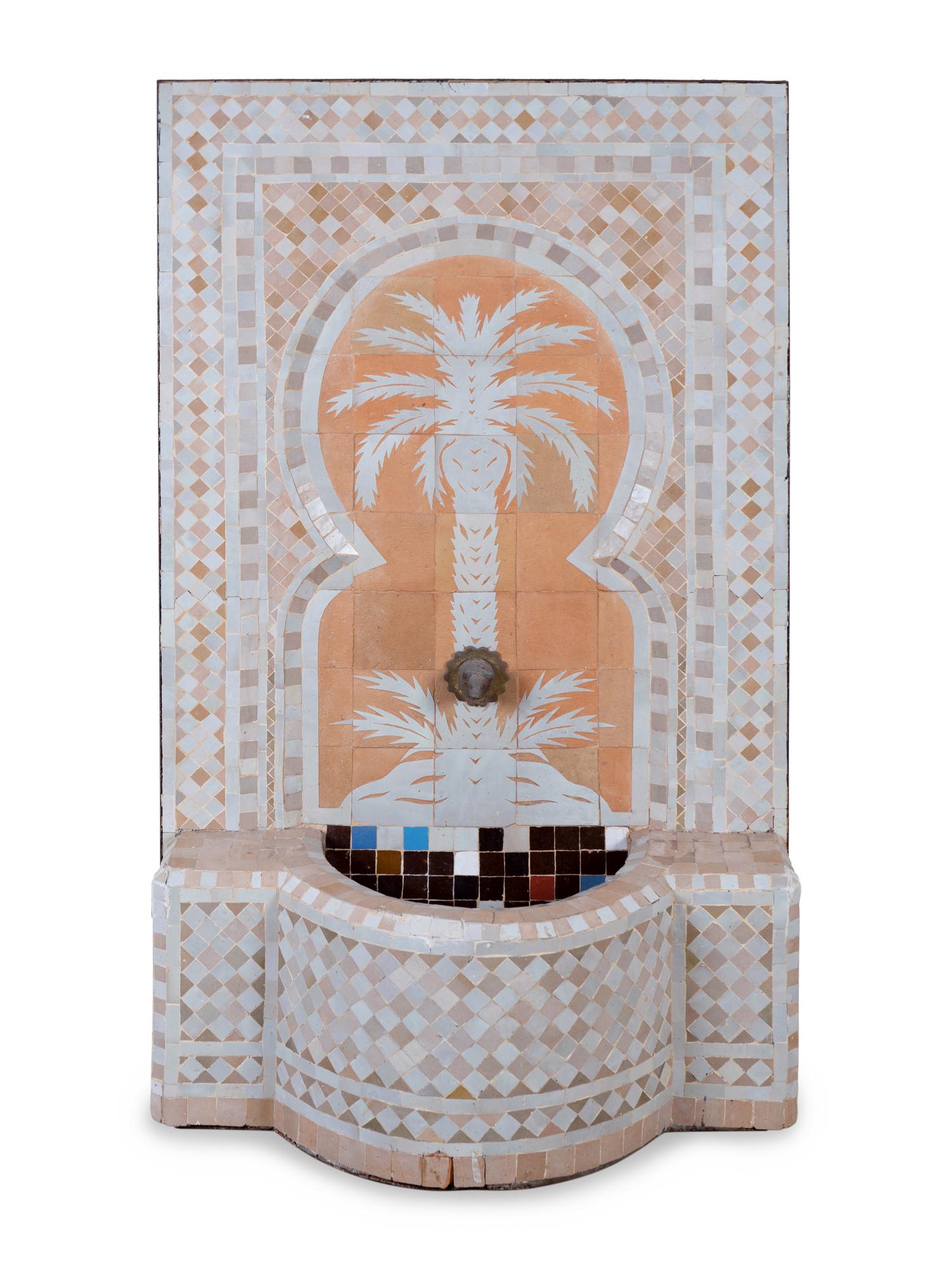 A Mosaic Tile Clad Metal Fountain