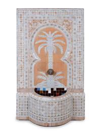A Mosaic Tile Clad Metal Fountain