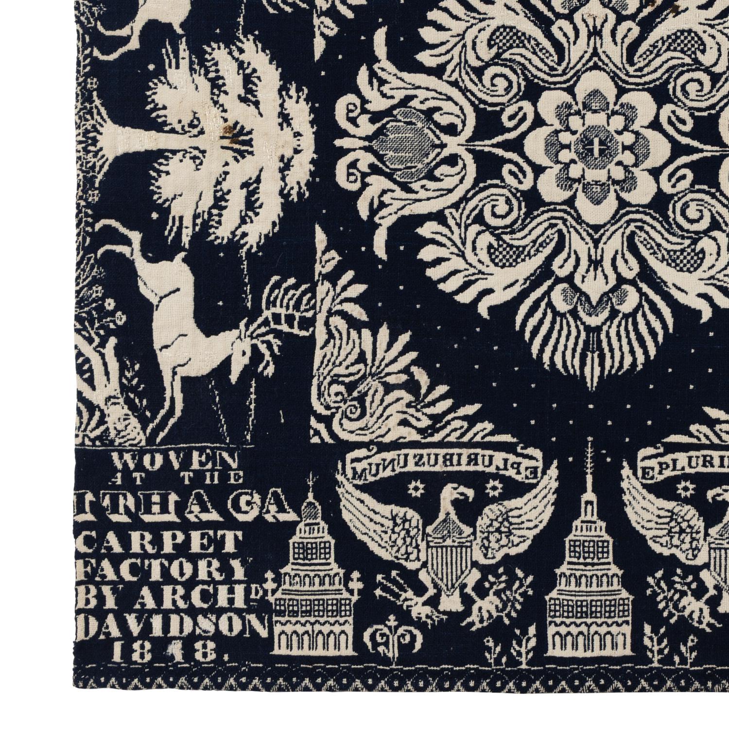 A Jacquard Woven Cotton and Wool Coverlet