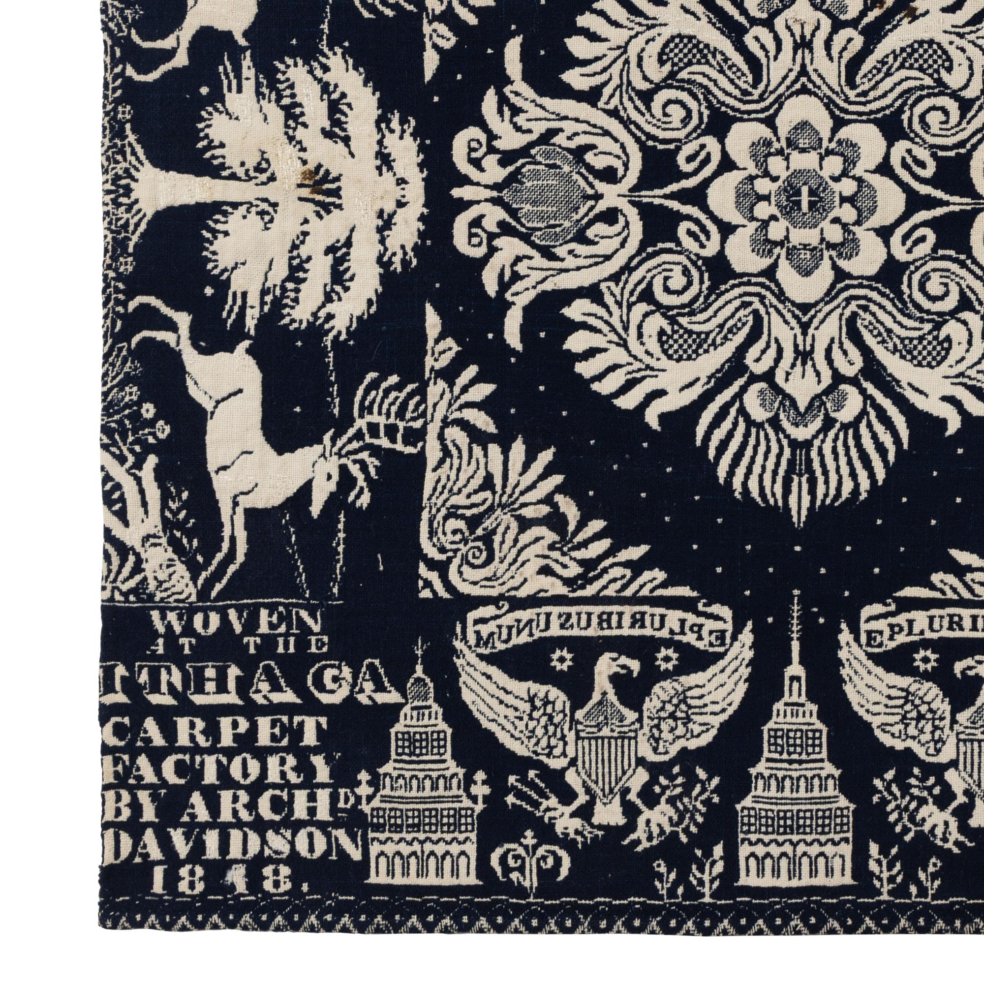 A Jacquard Woven Cotton and Wool Coverlet