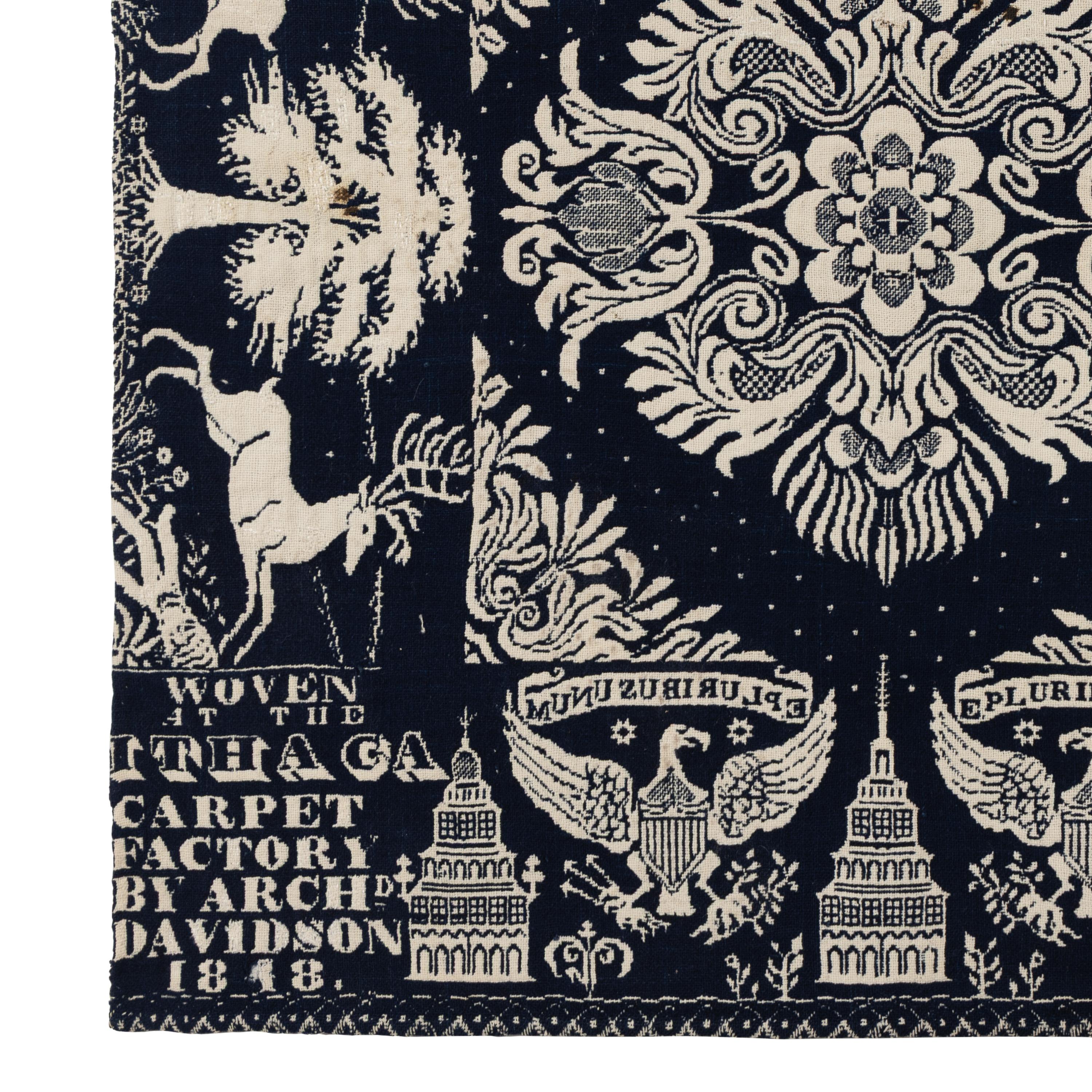 A Jacquard Woven Cotton and Wool Coverlet