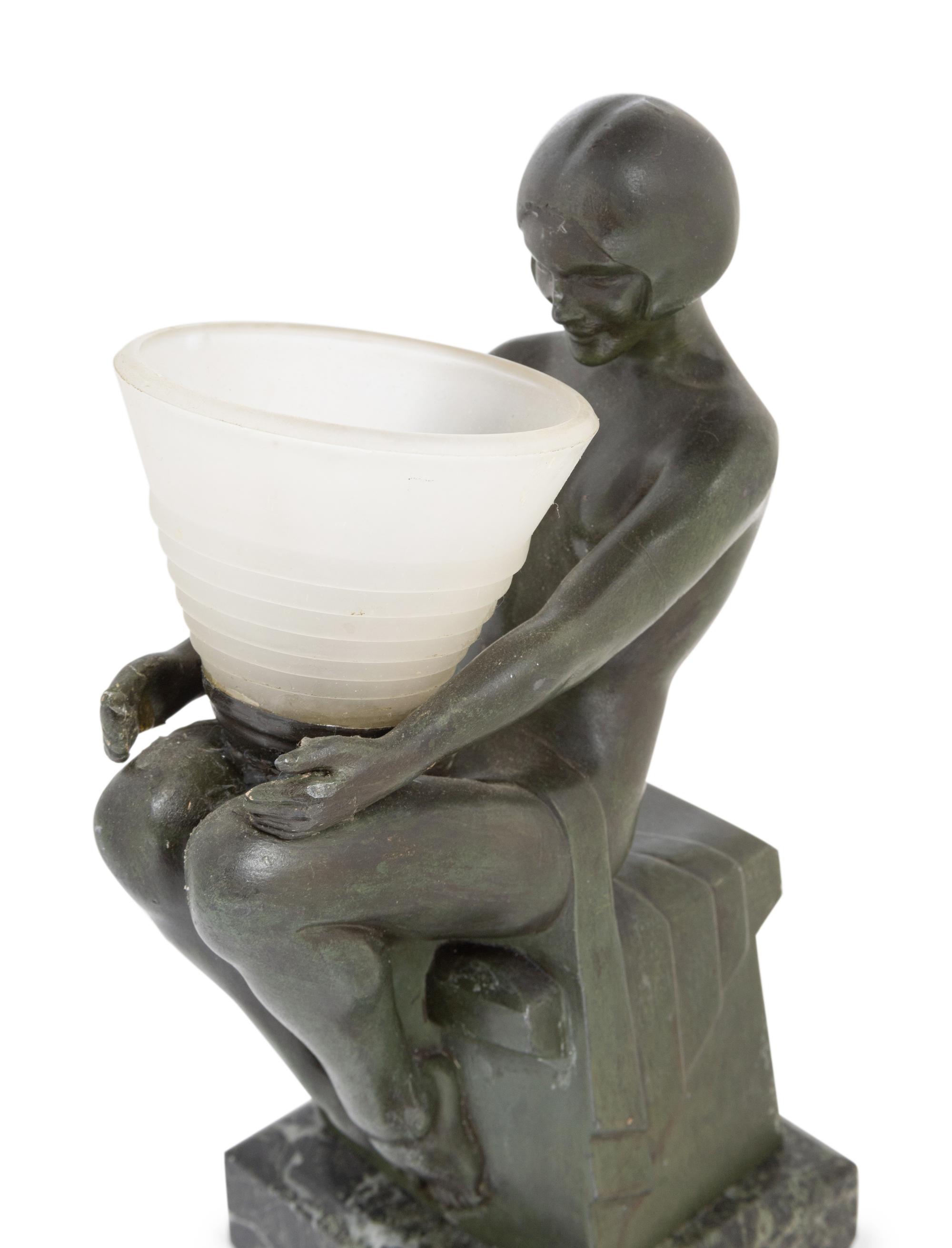 An Art Deco Figural Lamp After Max Le Verrier