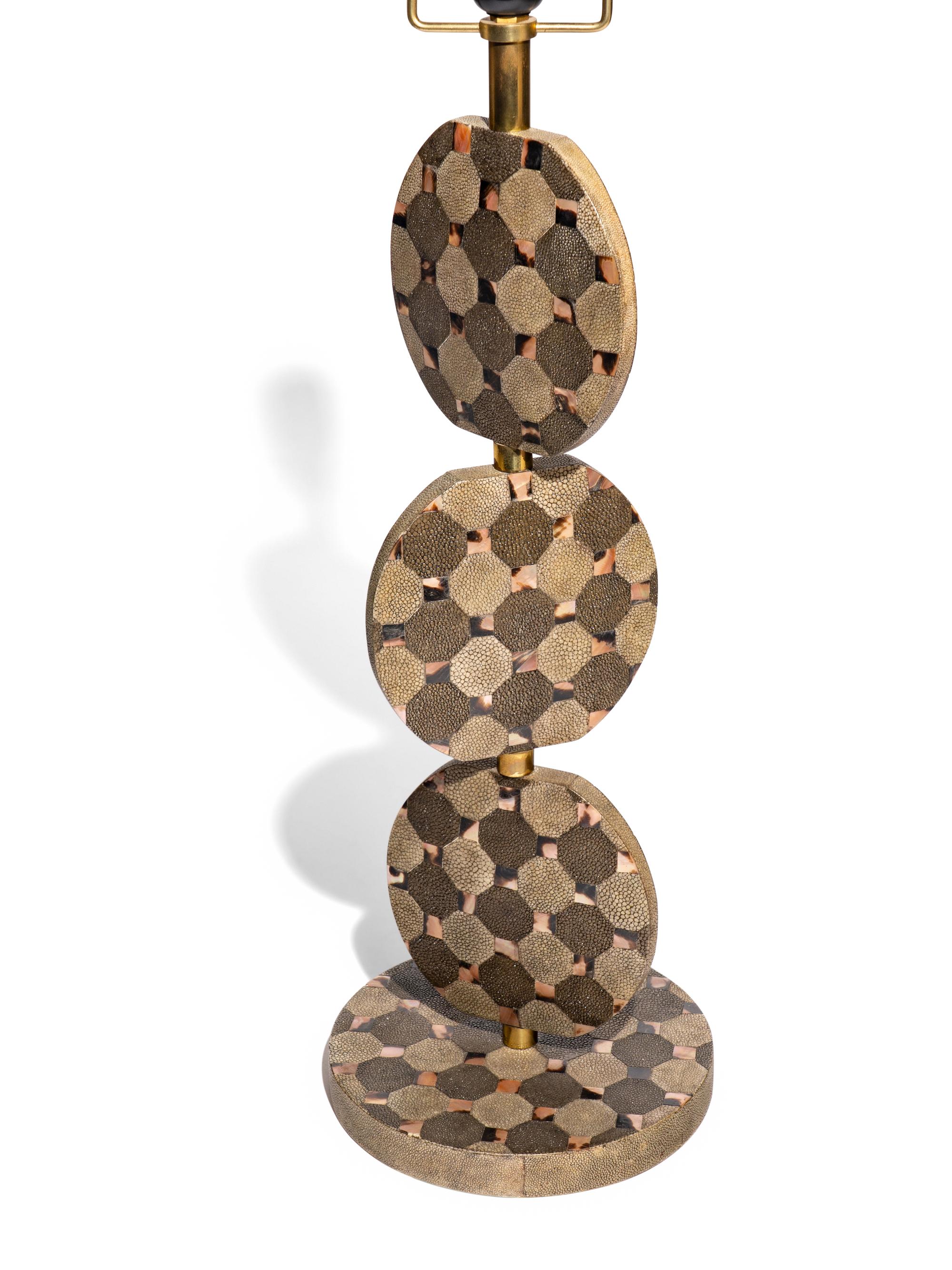 Sculptural Table Lamp in Shagreen and Horn