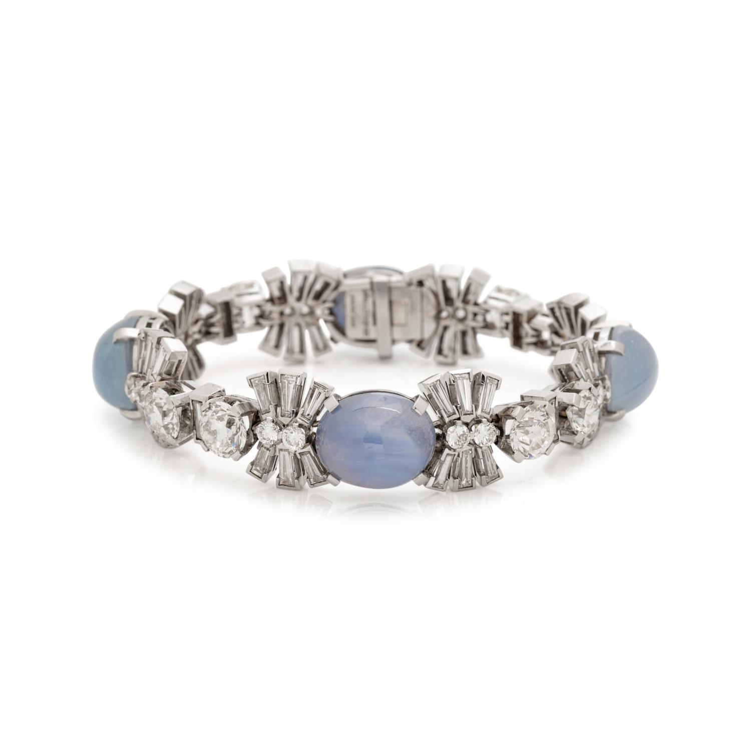 SPAULDING & CO., STAR SAPPHIRE AND DIAMOND BRACELET