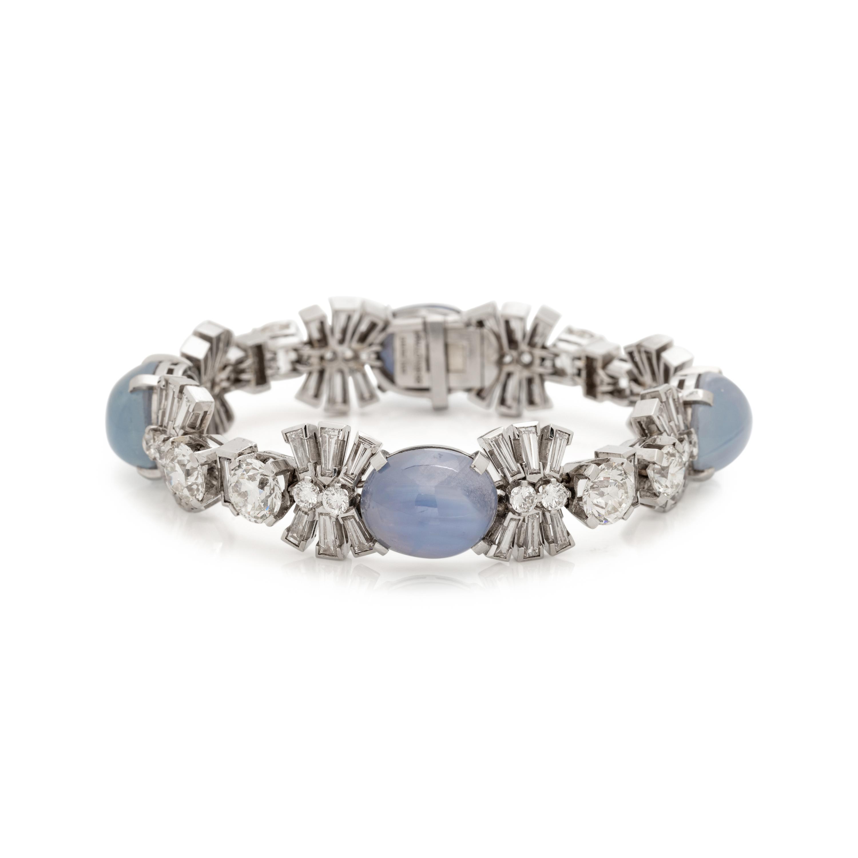 SPAULDING & CO., STAR SAPPHIRE AND DIAMOND BRACELET