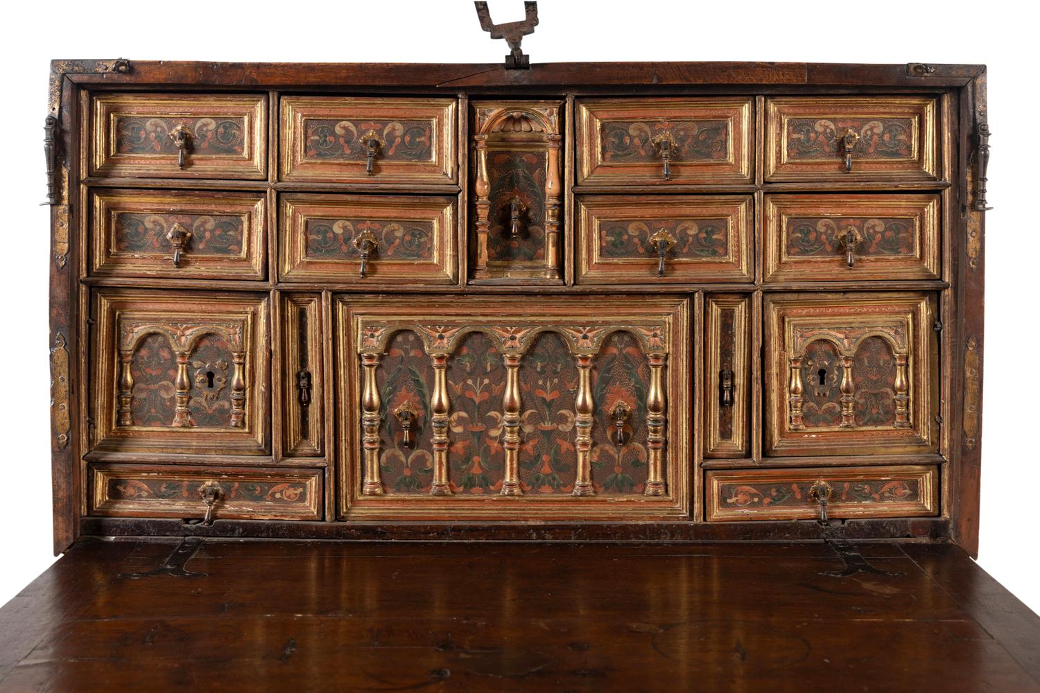 A Spanish Walnut Vargueño and Stand