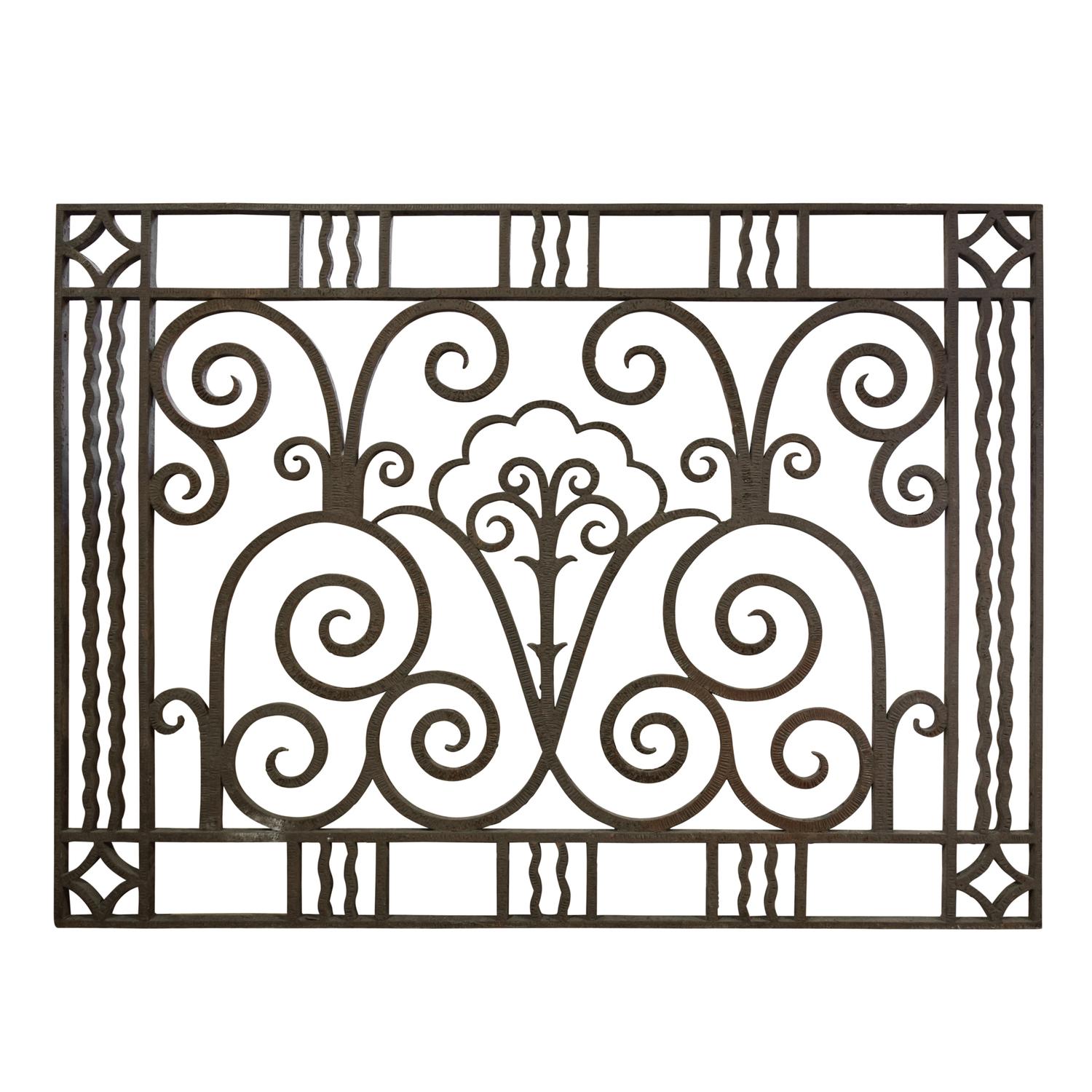 A Wrought Iron Panel 62.75" W x 1" D x 46.5" H — United States, Circa 1900