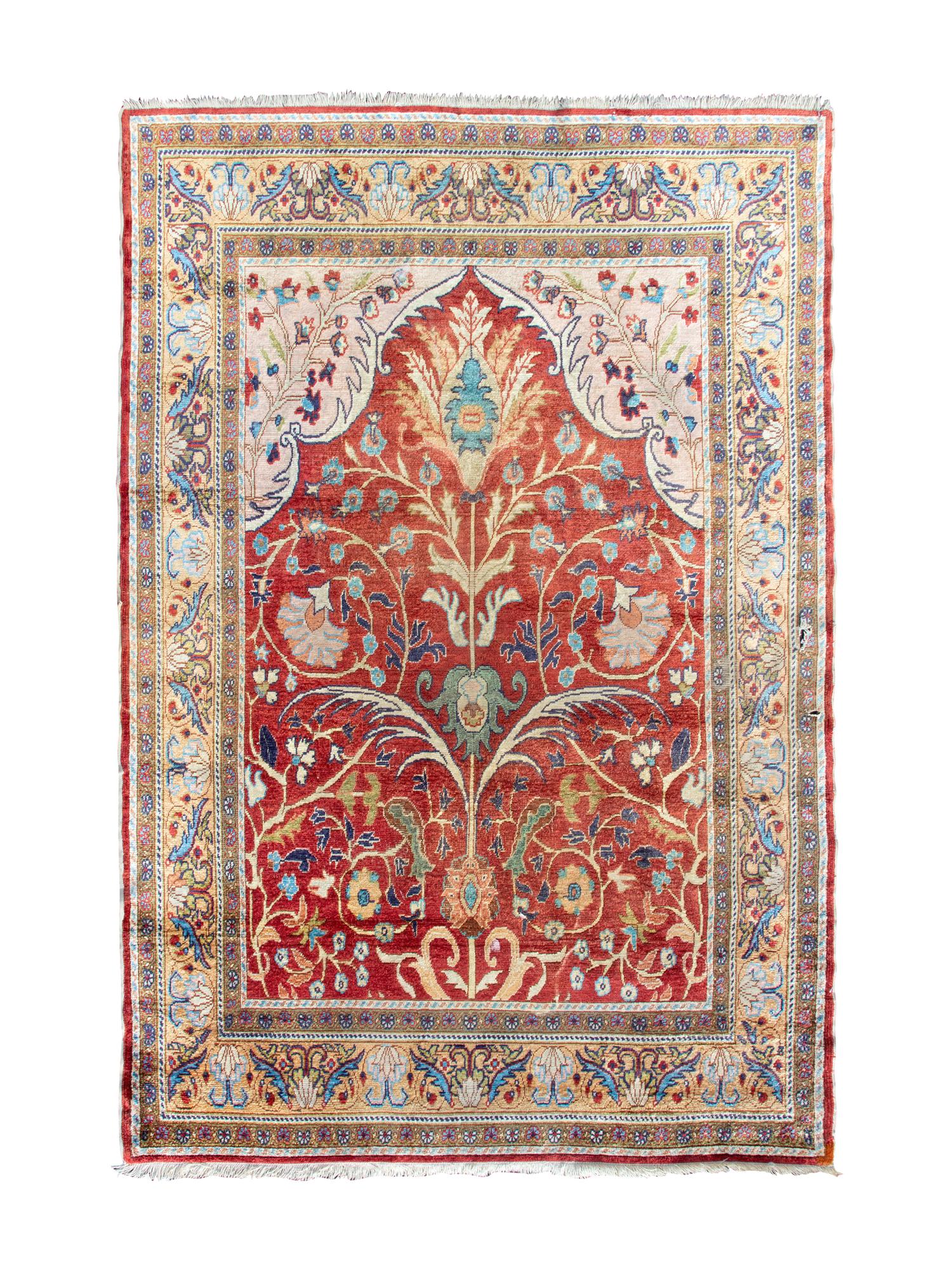 A Persian Silk Prayer Rug — 20TH CENTURY