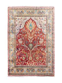 A Persian Silk Prayer Rug — 20TH CENTURY