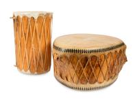 Drum Table with Painted Details, PLUS