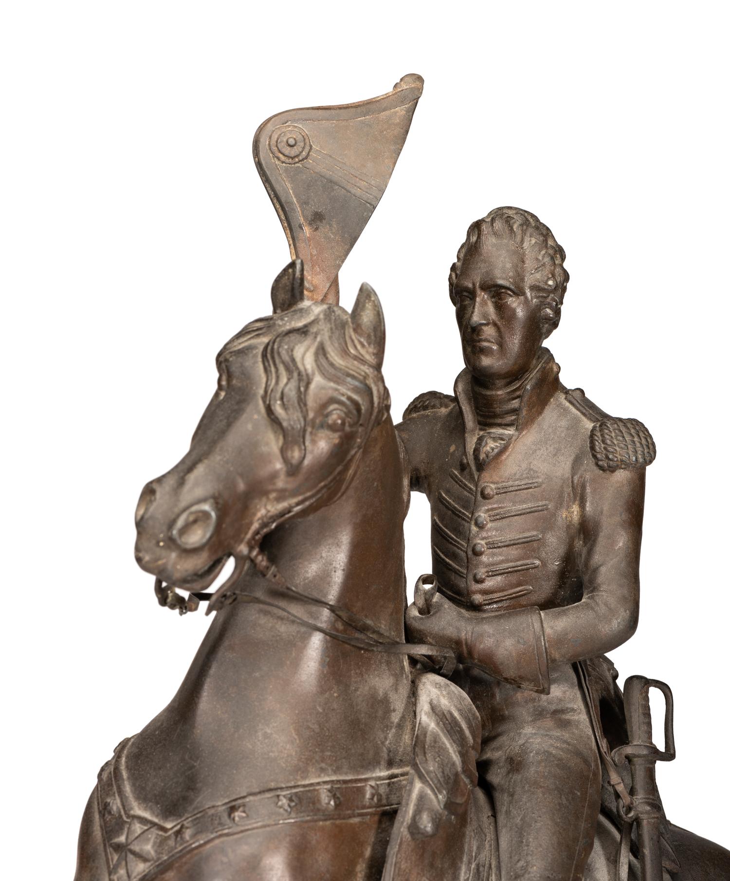 A Cornelius and Baker Cast Metal Andrew Jackson Sculpture, After Clark Mills (1815-1883)