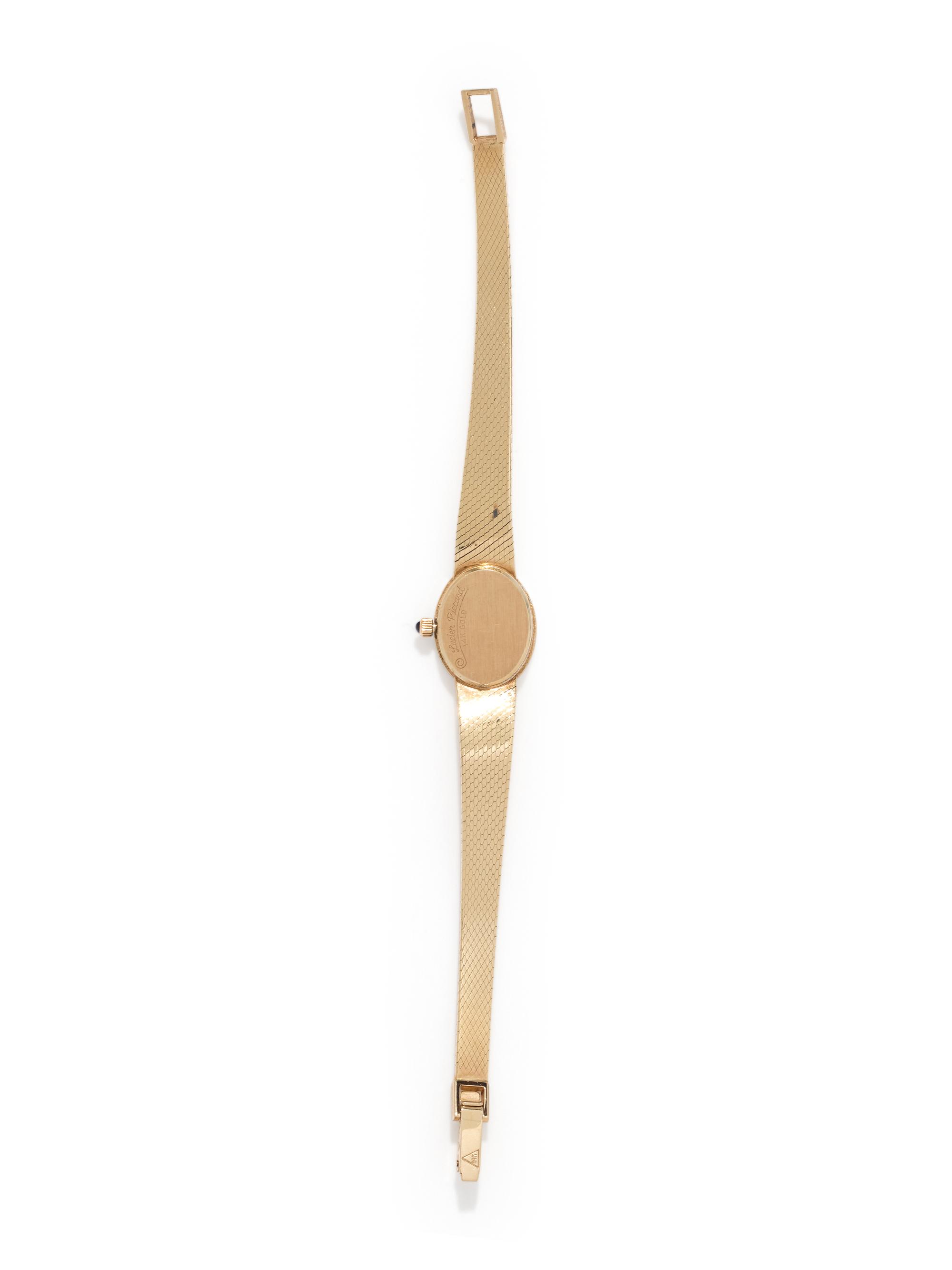 LUCIEN PICCARD, 14K YELLOW GOLD AND DIAMOND WRISTWATCH