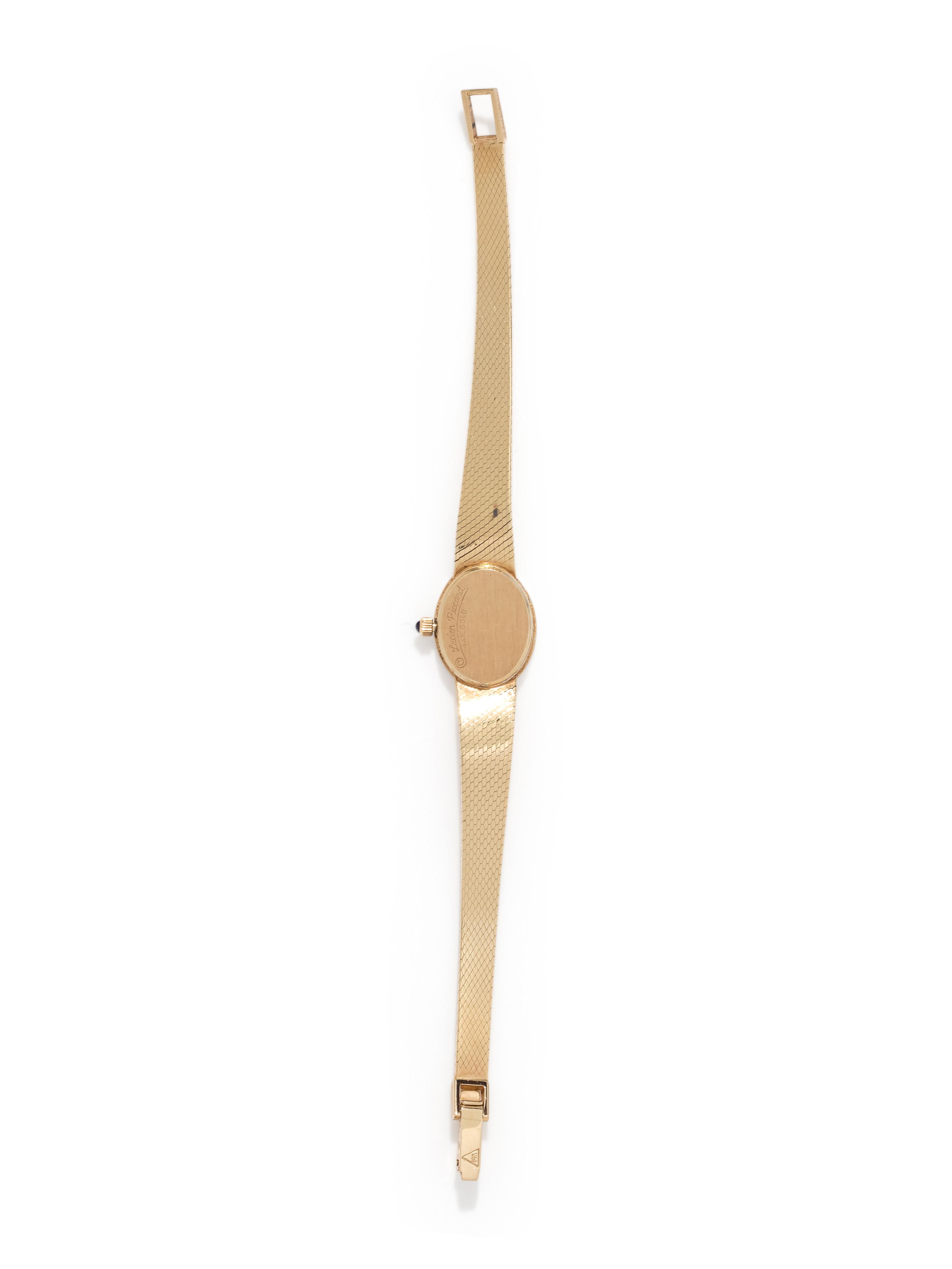 LUCIEN PICCARD, 14K YELLOW GOLD AND DIAMOND WRISTWATCH