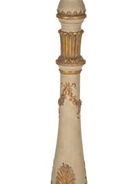 A Pair of Louis XV Style Painted and Parcel Gilt Pedestals