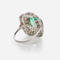 An Art Deco Columbian Emerald Diamond Ring c. 1920 GIA Certified