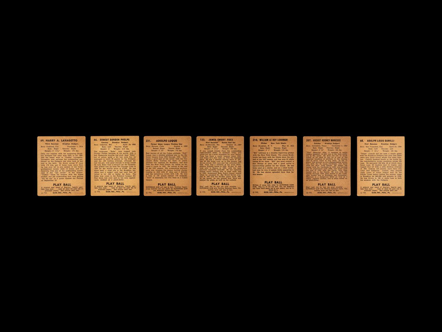 A Collection of 1939 and 1940 Play Ball Baseball Cards Including Jimmie Foxx and Multiple Hall of Famers
