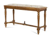 A Louis XVI Style Giltwood and Upholstered Bench
