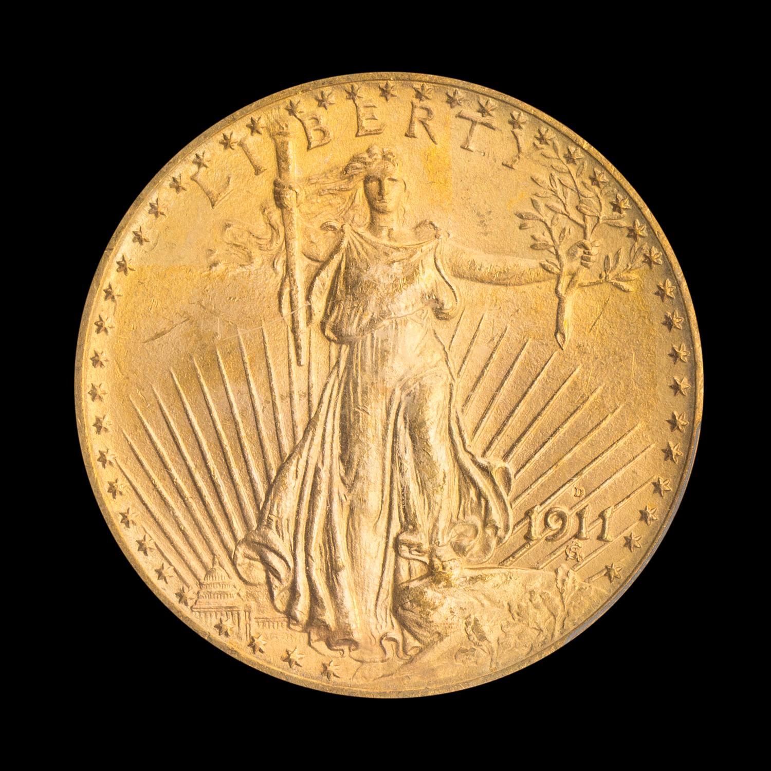 A United States 1911-D St. Gaudens $20 Gold Coin
