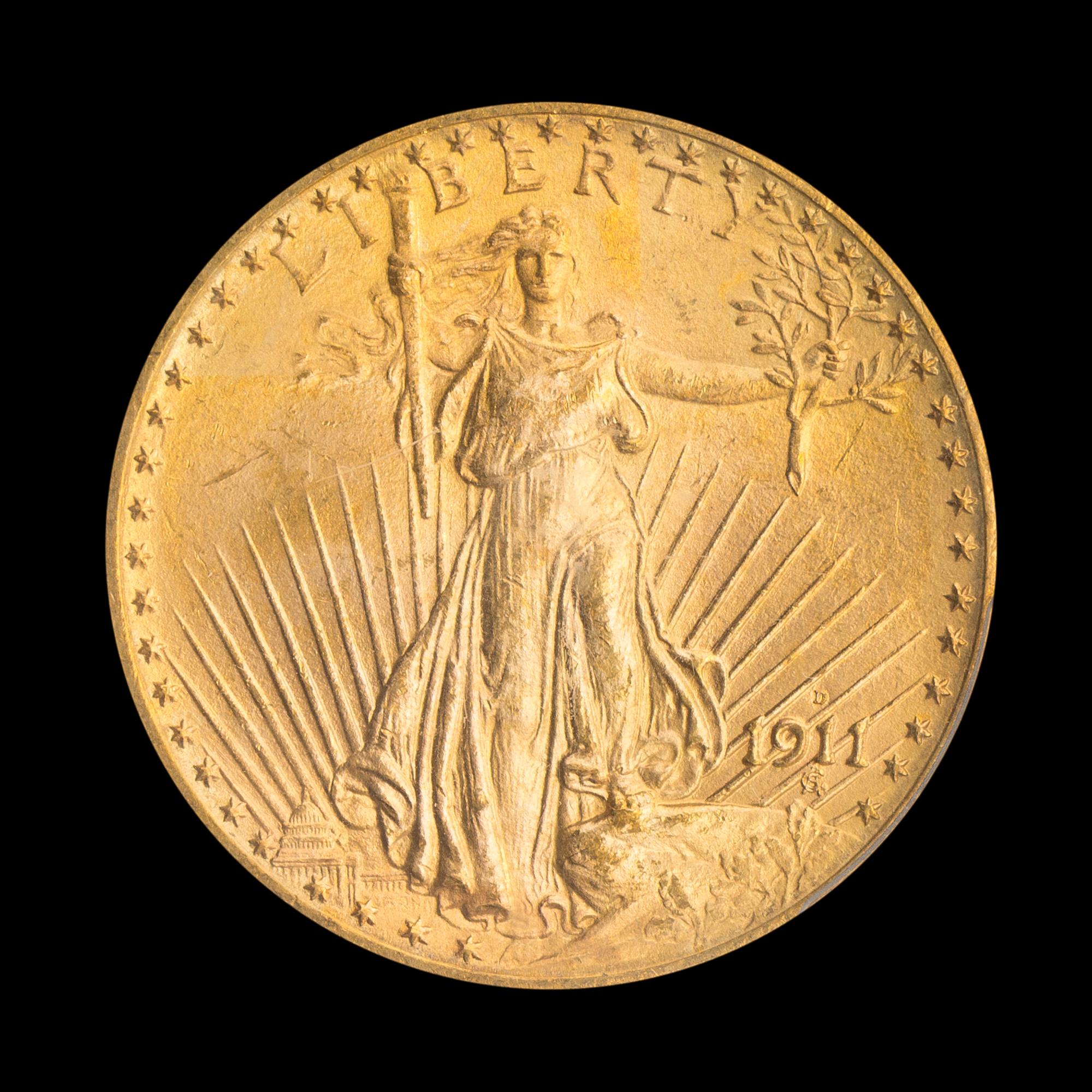 A United States 1911-D St. Gaudens $20 Gold Coin