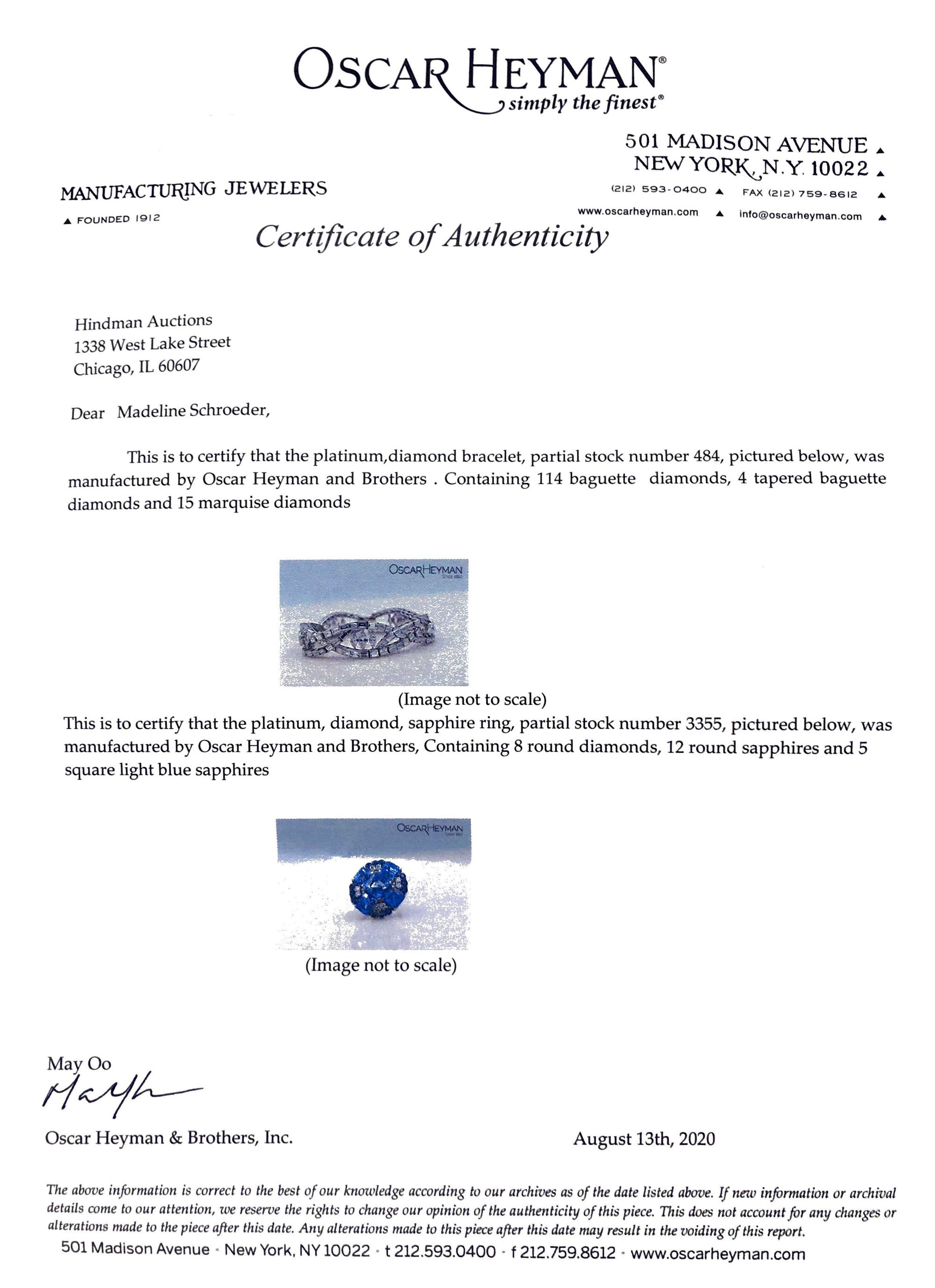 OSCAR HEYMAN & BROTHERS, SAPPHIRE AND DIAMOND RING