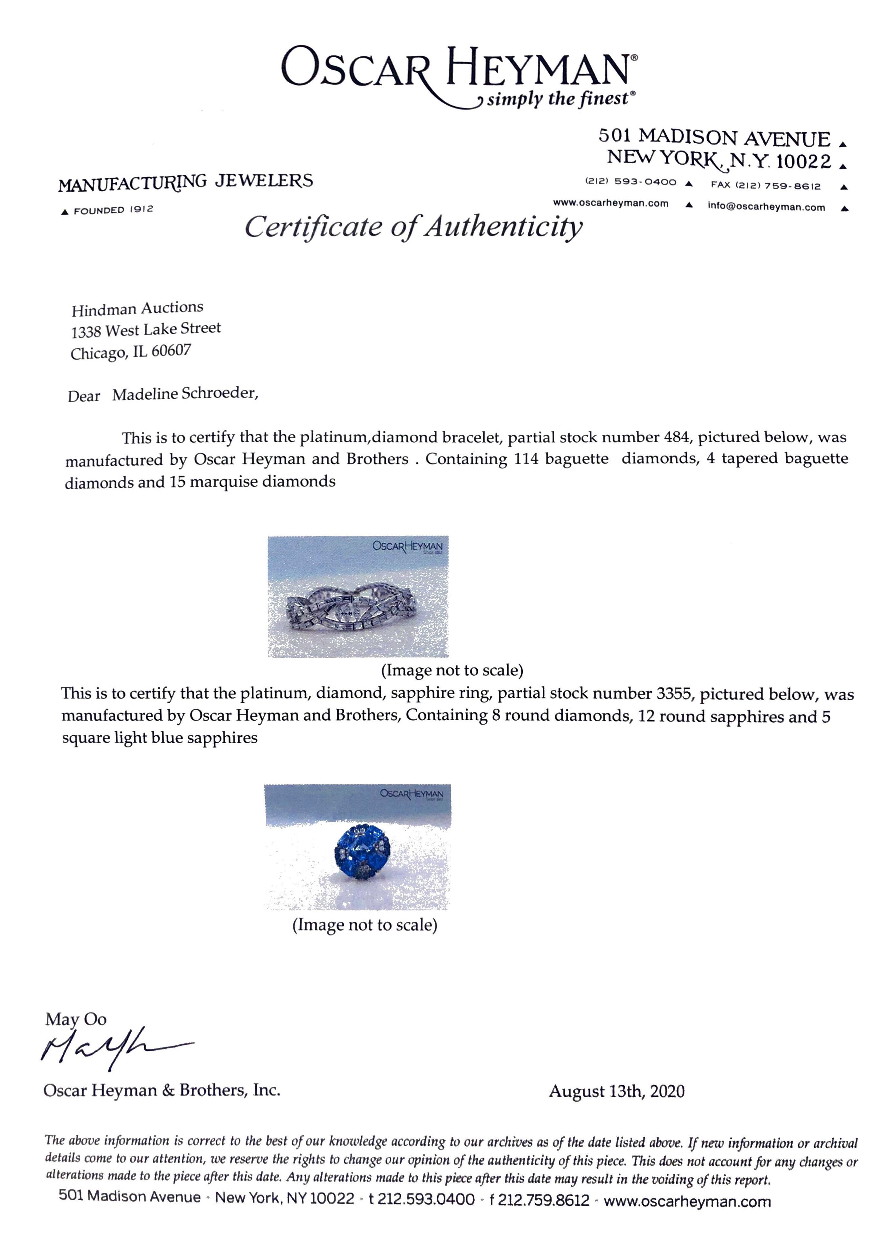 OSCAR HEYMAN & BROTHERS, SAPPHIRE AND DIAMOND RING
