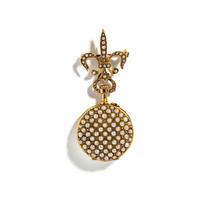 VICTORIAN, YELLOW GOLD AND SEED PEARL LAPEL WATCH