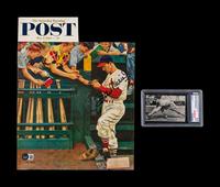A Stan Musial Signed Autograph 1954 "Saturday Evening Post" Cover and 1947 Homogenized Bond Bread Baseball Card,