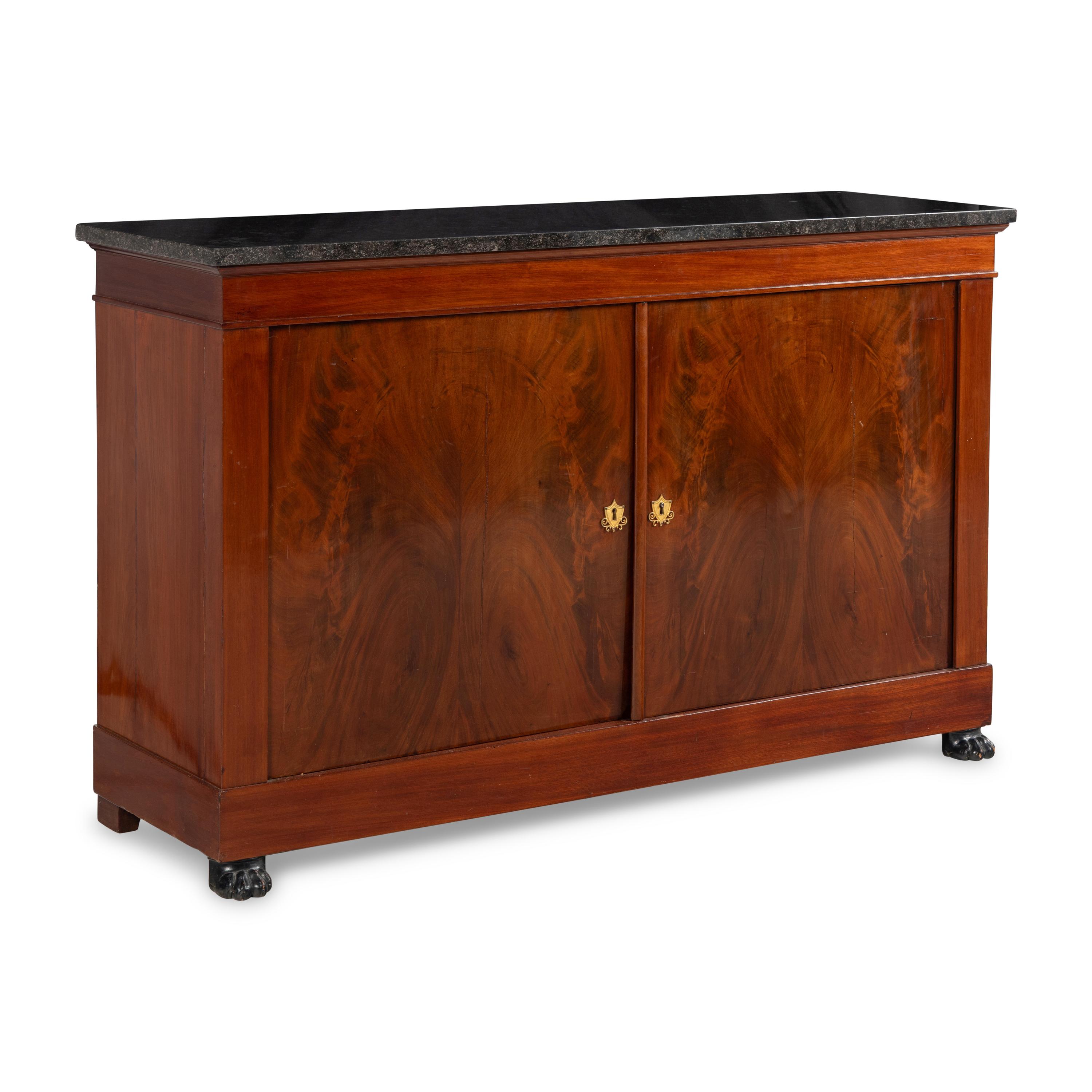 A Louis Philippe Figured Mahogany Marble-Top Cabinet