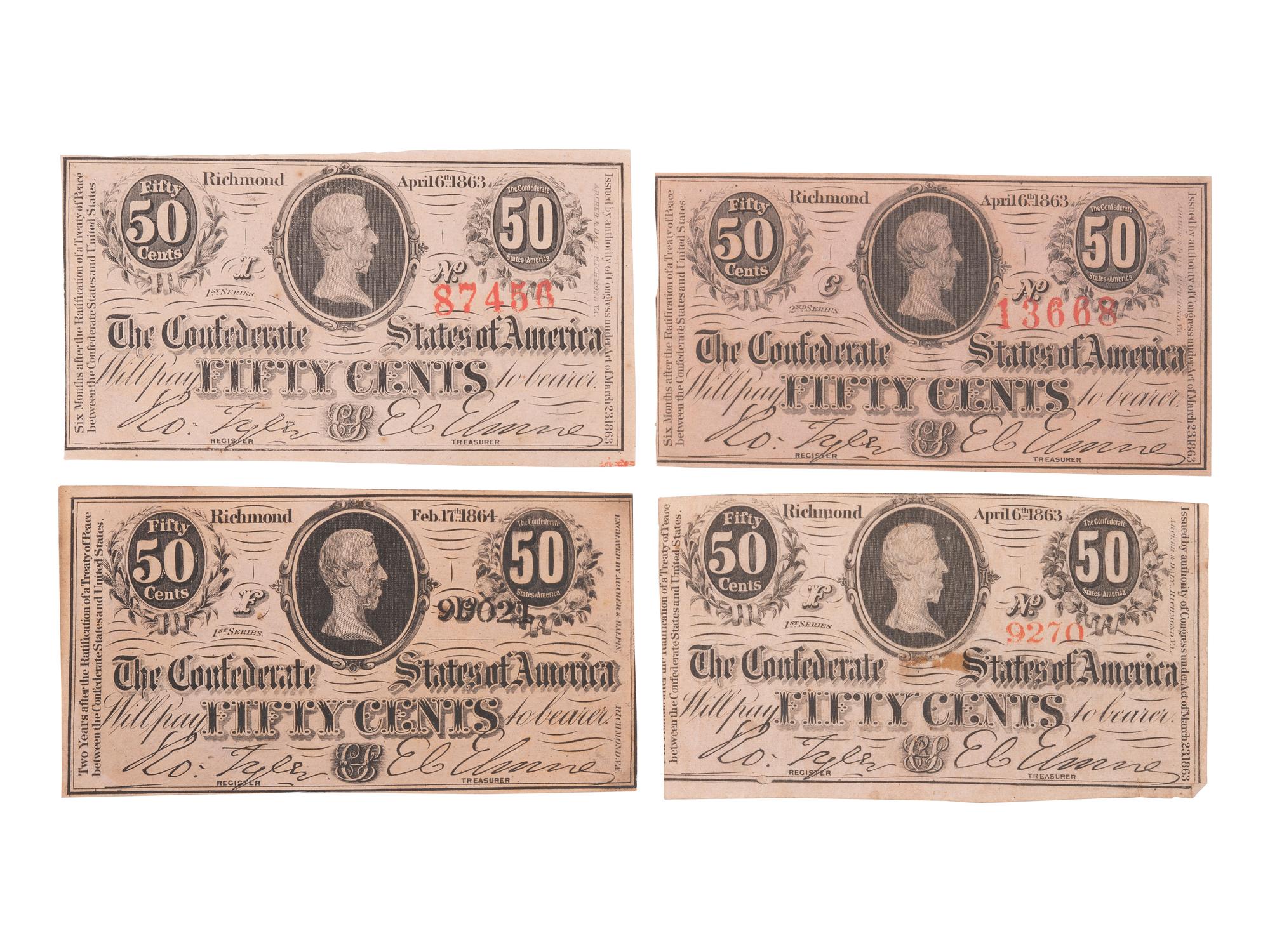 [CONFEDERATE - CURRENCY]. A large group of Confederate notes.
