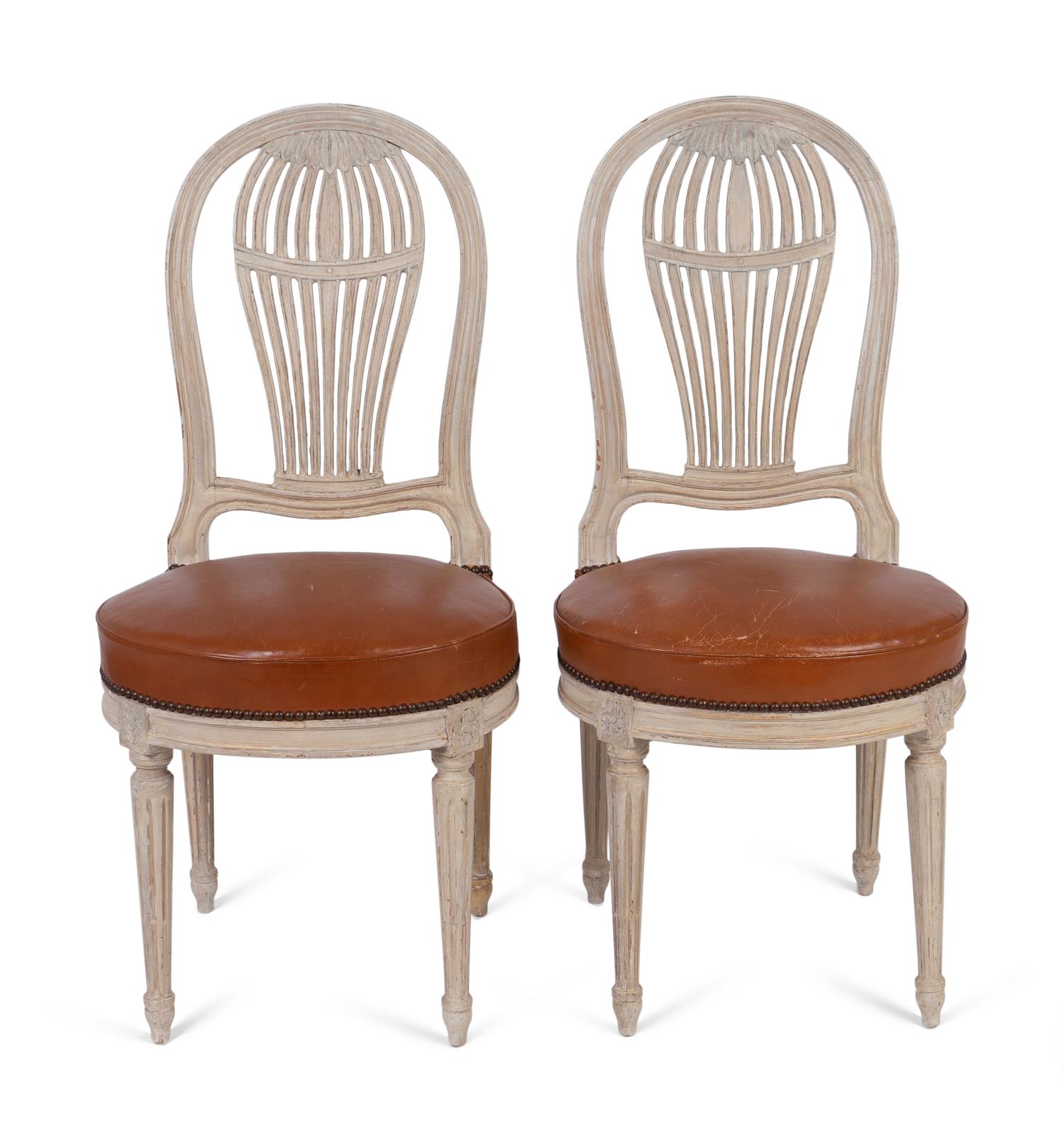 A Pair of Louis XVI Style Painted Montgolfier Side Chairs — YALE BERGE, 20TH CENTURY