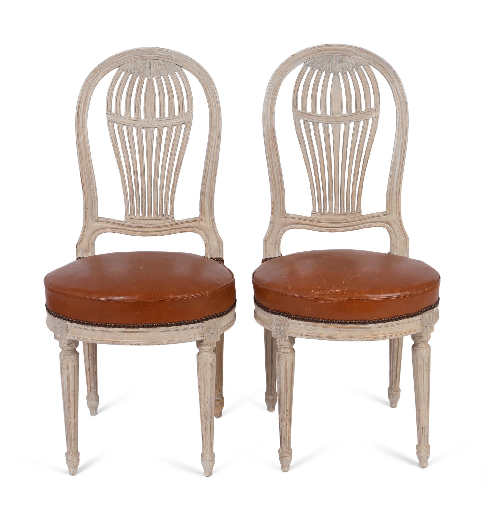 A Pair of Louis XVI Style Painted Montgolfier Side Chairs — YALE BERGE, 20TH CENTURY