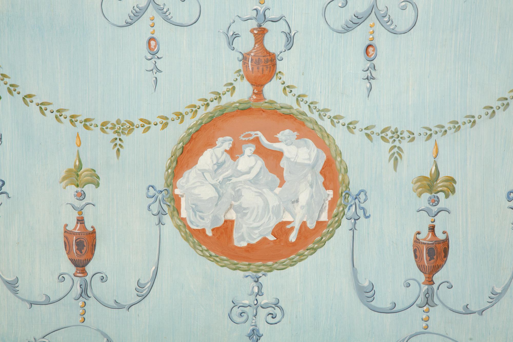 A Pair of Neoclassical Style Painted Wood Panels