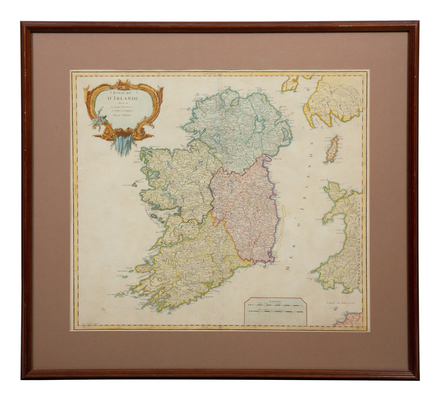Two Hand-Colored Engravings Depicting Maps of Ireland