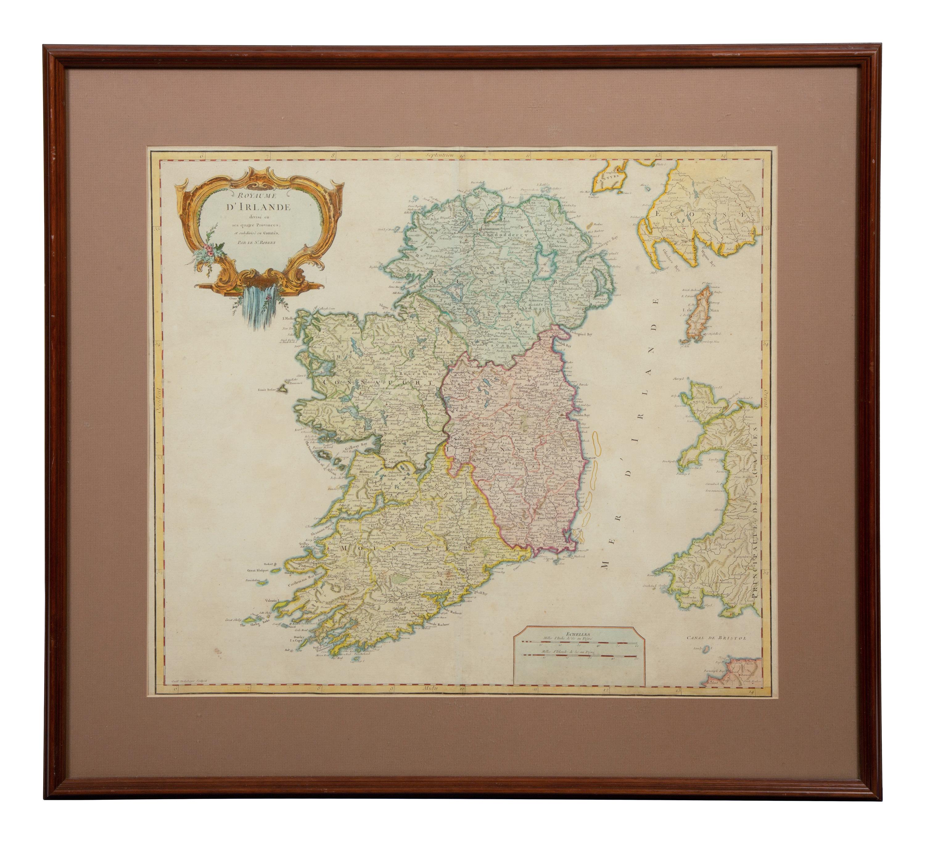 Two Hand-Colored Engravings Depicting Maps of Ireland