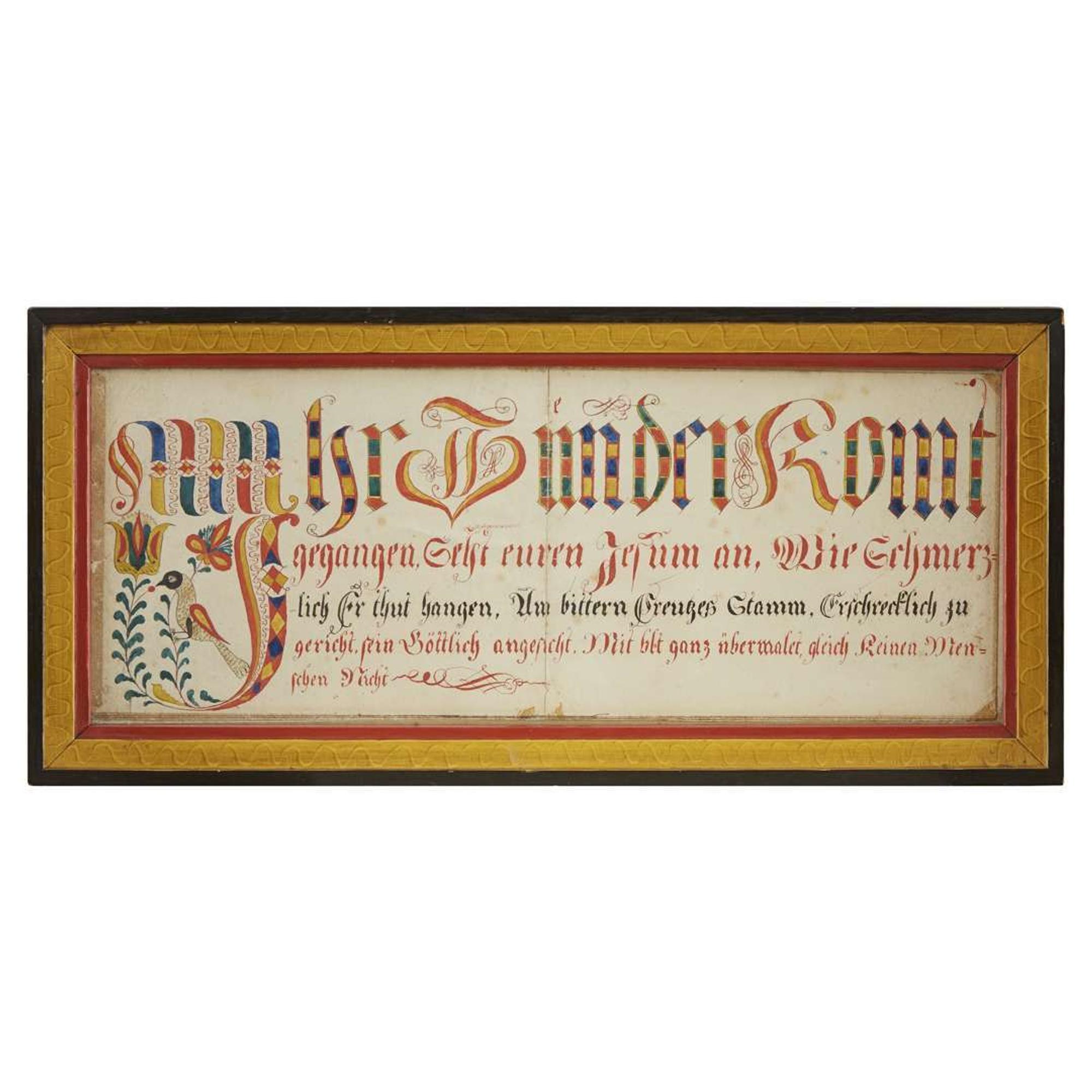 Fraktur: a Schewenkfelder hymn early 19th century